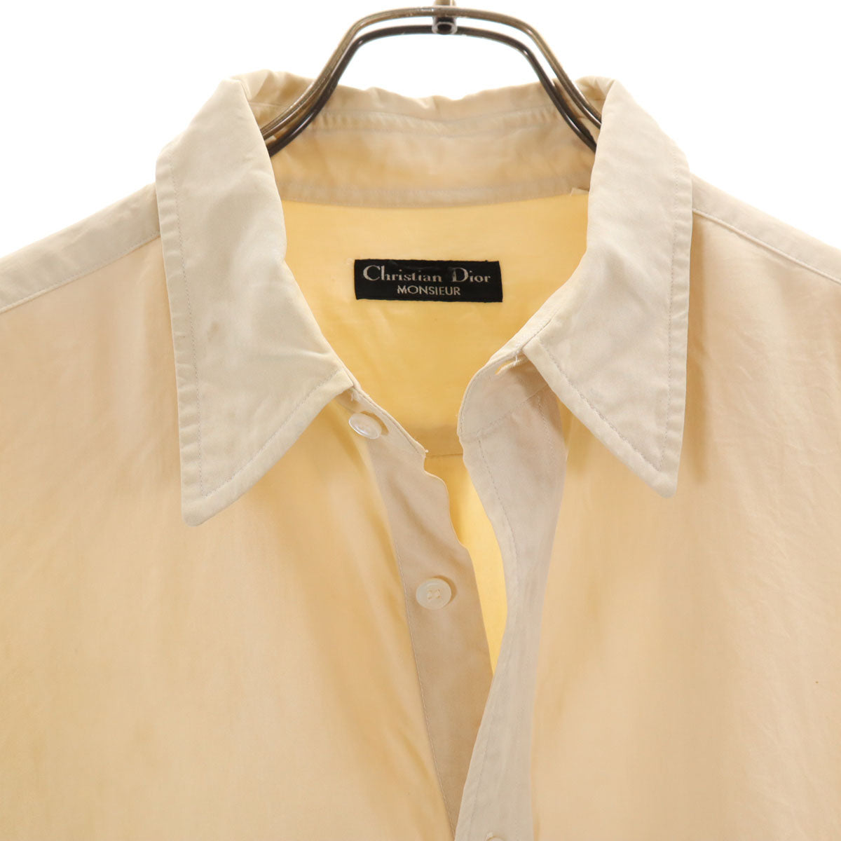 Christian Dior MONSIEUR クリスチャンディオール ムッシュ 90s シルク オールド 長袖 シャツ L クリーム メンズ
