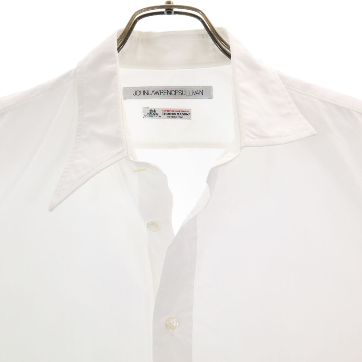 JOHN LAWRENCE SULLIVAN ジョンローレンスサリバン Thomas Mason トーマスメイソン 日本製 長袖 コットンシャツ 46 ホワイト メンズ