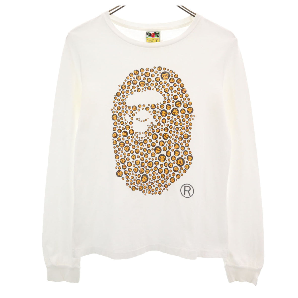 BAPE ベイプ 日本製 長袖 Tシャツ S ホワイト ロンT レディース