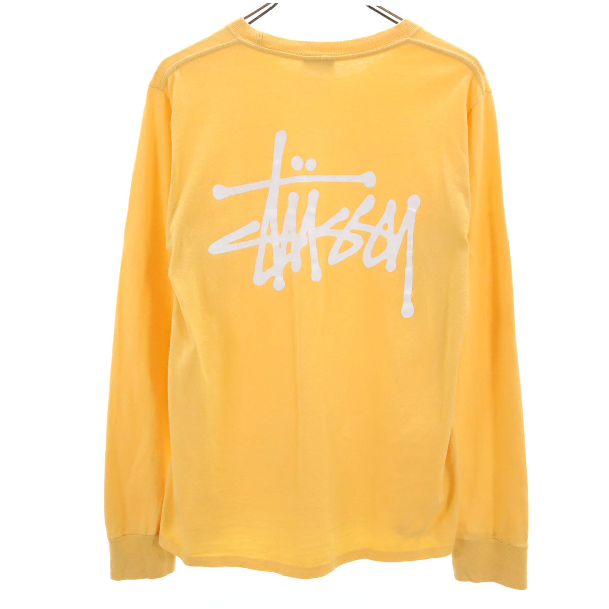STUSSY ステューシー バックロゴ 長袖 Tシャツ S イエロー系 ロンT メンズ
