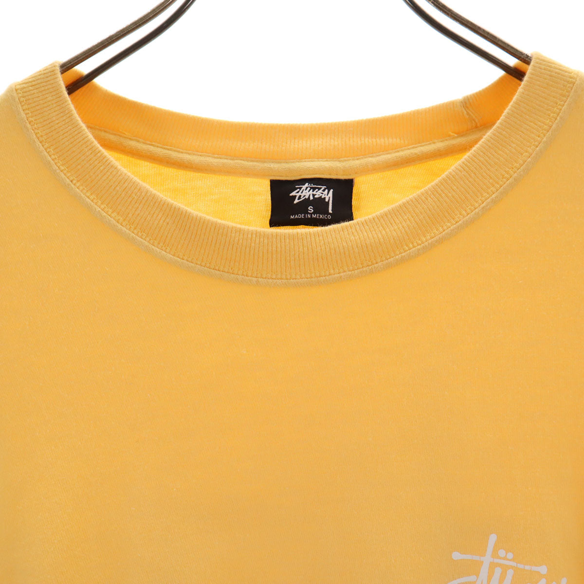 STUSSY ステューシー バックロゴ 長袖 Tシャツ S イエロー系 ロンT メンズ