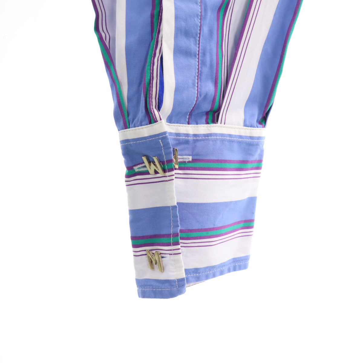 MSGM エムエスジーエム イタリア製 ストライプ柄 長袖 コットンシャツ 38 ホワイト レディース