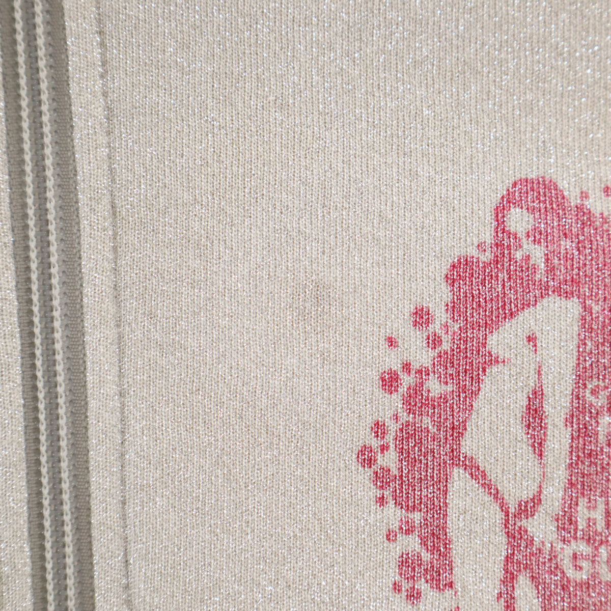 HYSTERIC GLAMOUR ヒステリックグラマー 日本製 長袖 ラメスウェット ジップパーカー FREE ゴールド 裏起毛 レディース