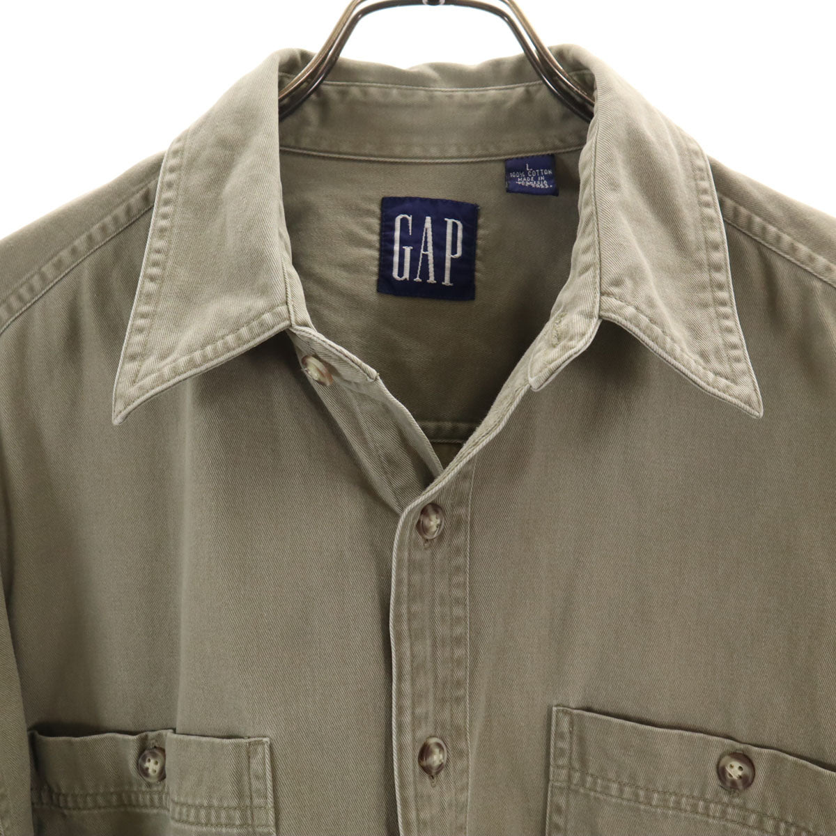 GAP ギャップ 90s オールド 長袖 コットンシャツ L オリーブ メンズ