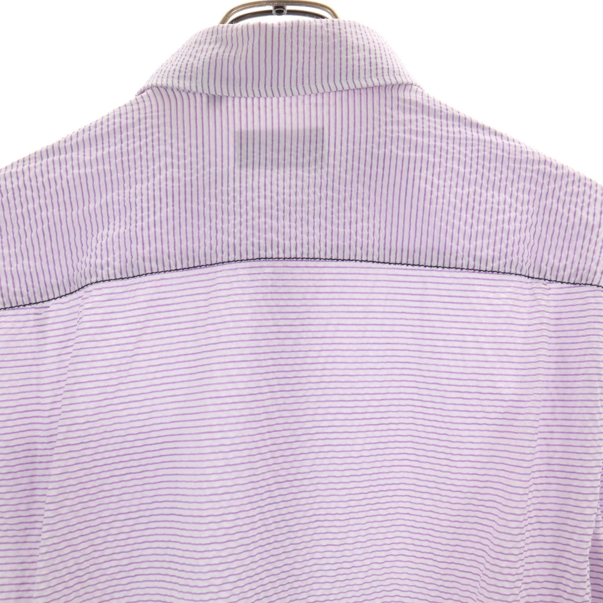 Emporio Armani エンポリオアルマーニ ボーダー柄 長袖 シャツ L パープル系 シアサッカー メンズ