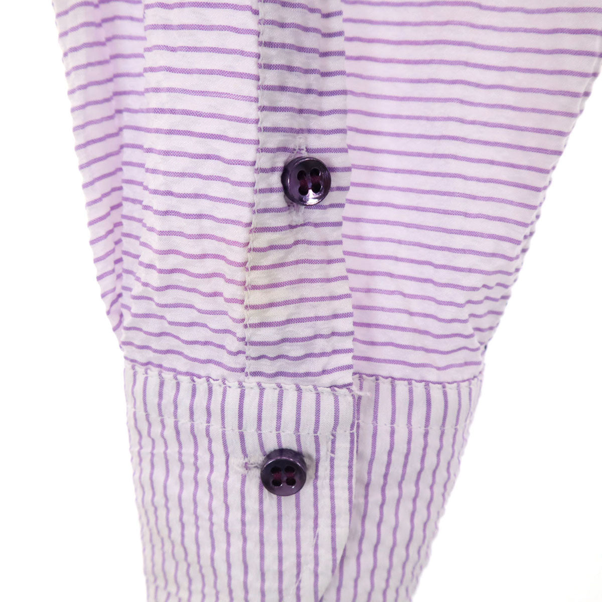 Emporio Armani エンポリオアルマーニ ボーダー柄 長袖 シャツ L パープル系 シアサッカー メンズ