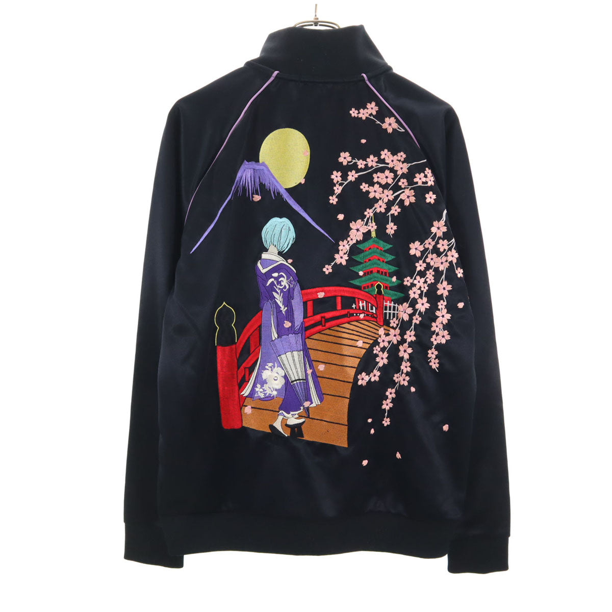 ORIENTAL BRAND 錦 オリエンタルブランドニシキ EVANGELION エヴァンゲリオン コラボ NERV 刺繍 トラックジャケット XL ブラック 和柄 メンズ