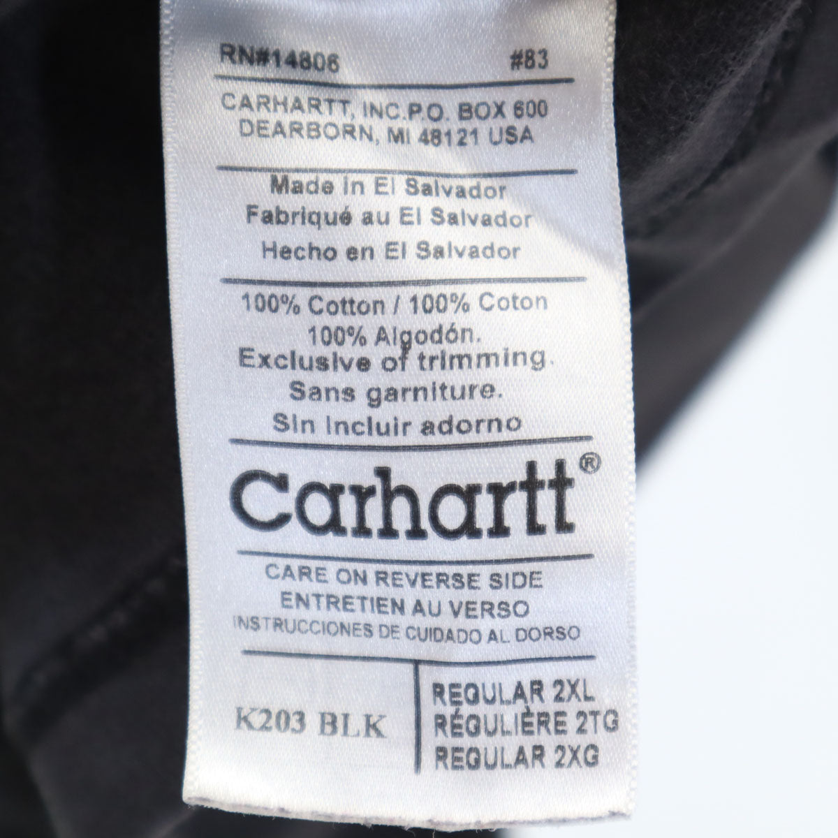 Carhartt カーハート 長袖 モックネック Tシャツ 2XL 黒 ロンT ビックサイズ メンズ