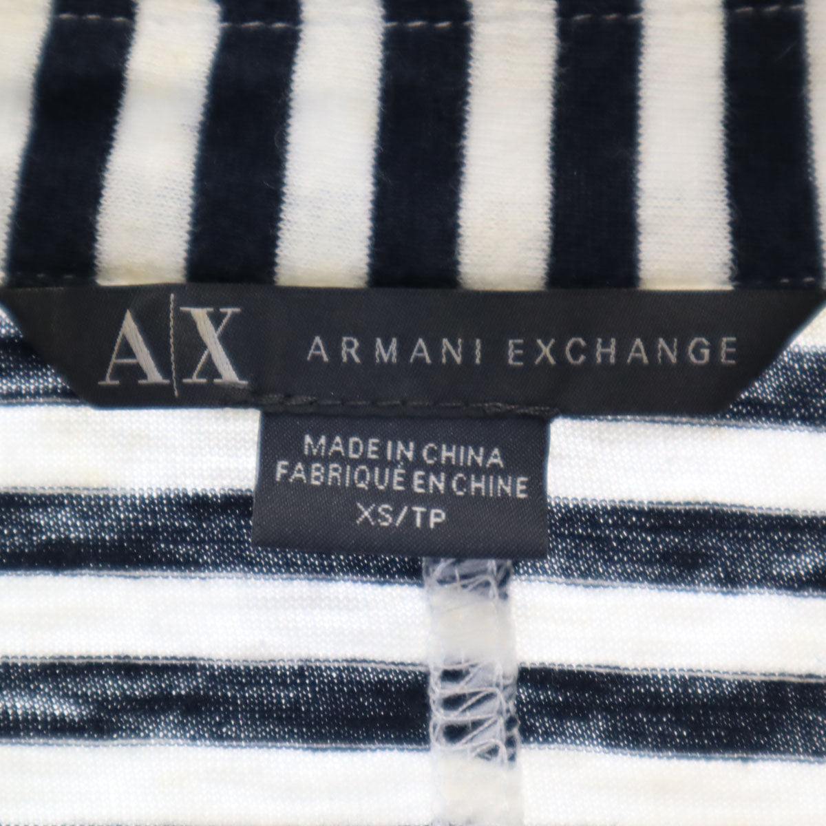 ARMANI EXCHANGE アルマーニエクスチェンジ ボーダー 長袖 ラペル カーディガン XS ホワイト レディース