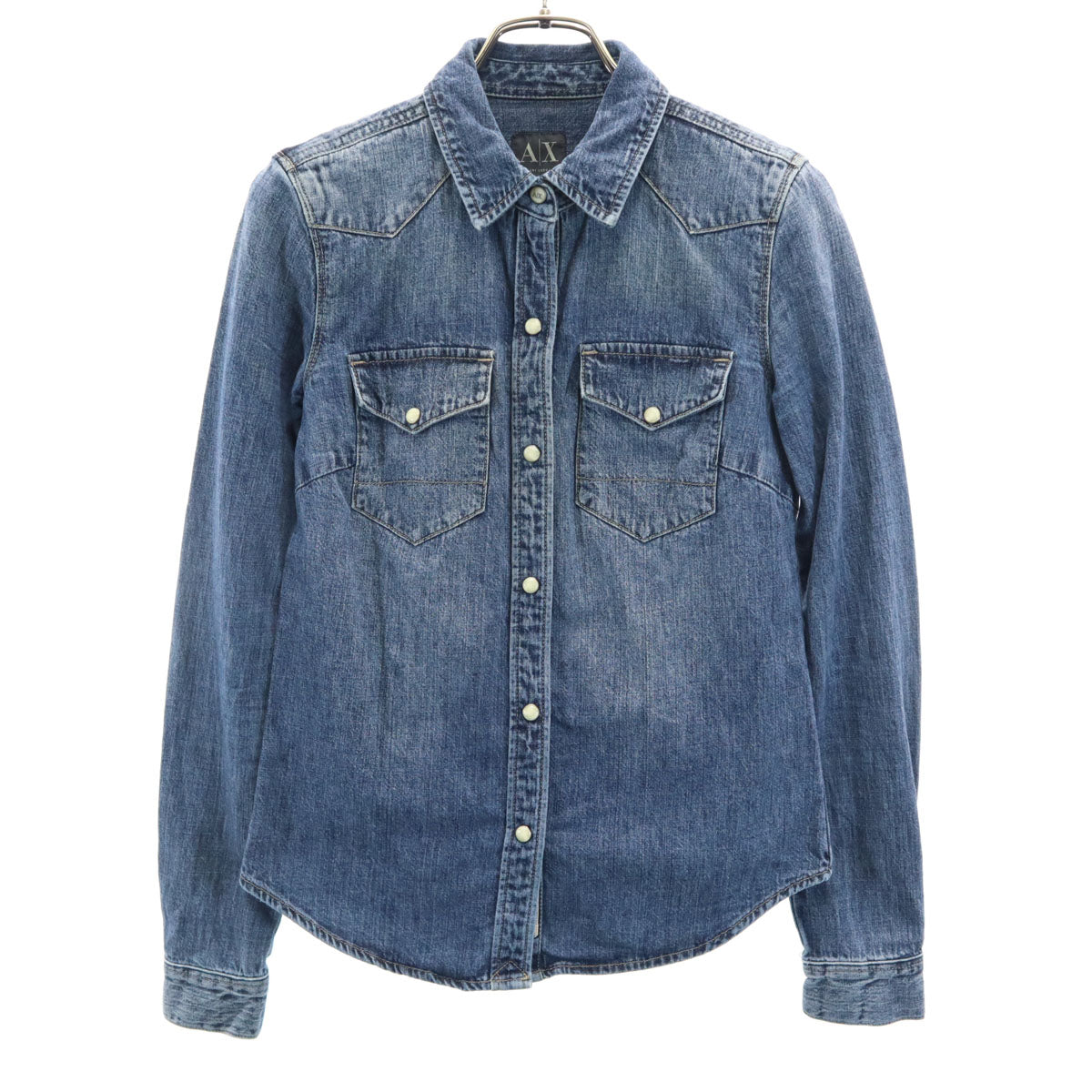 ARMANI EXCHANGE アルマーニエクスチェンジ 長袖 ダンガリー ウエスタンシャツ XS ネイビー レディース