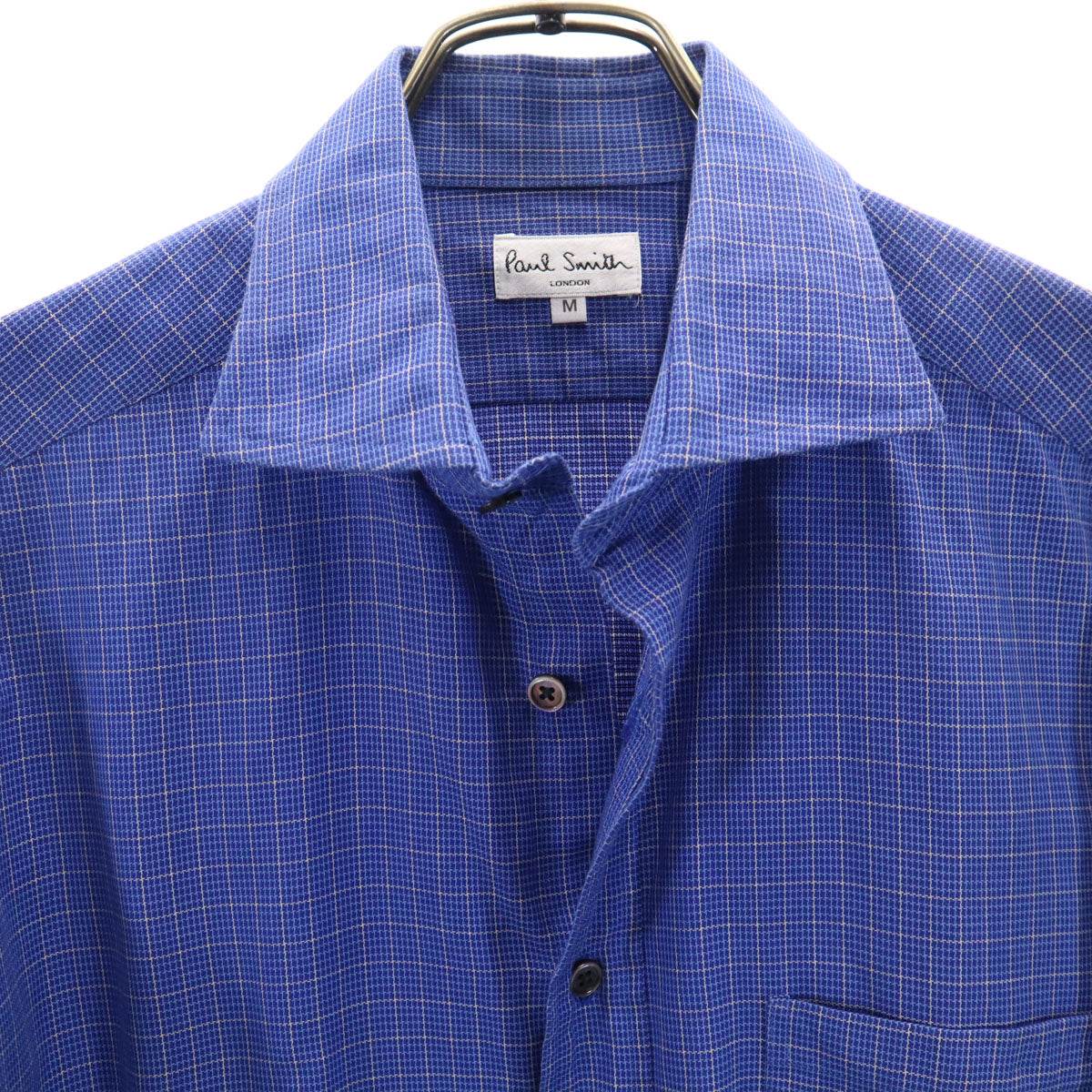 Paul Smith LONDON ポールスミスロンドン 日本製 長袖 コットンシャツ M 青紫 メンズ