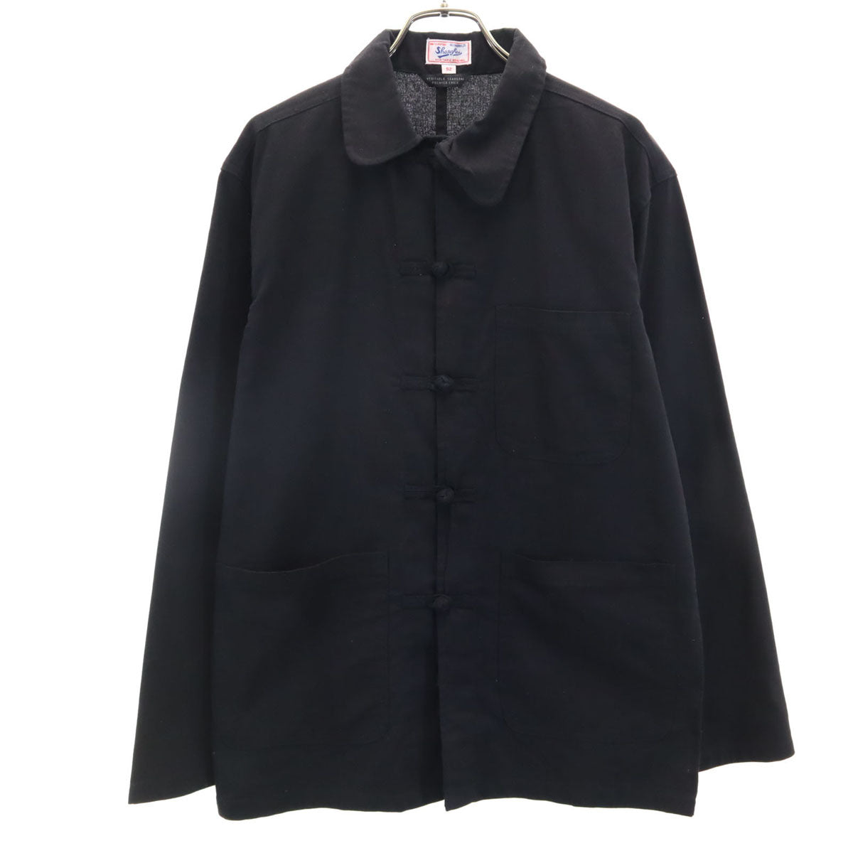 SHANGHAI 上海 長袖 カンフー シャツ 52 ブラック メンズ