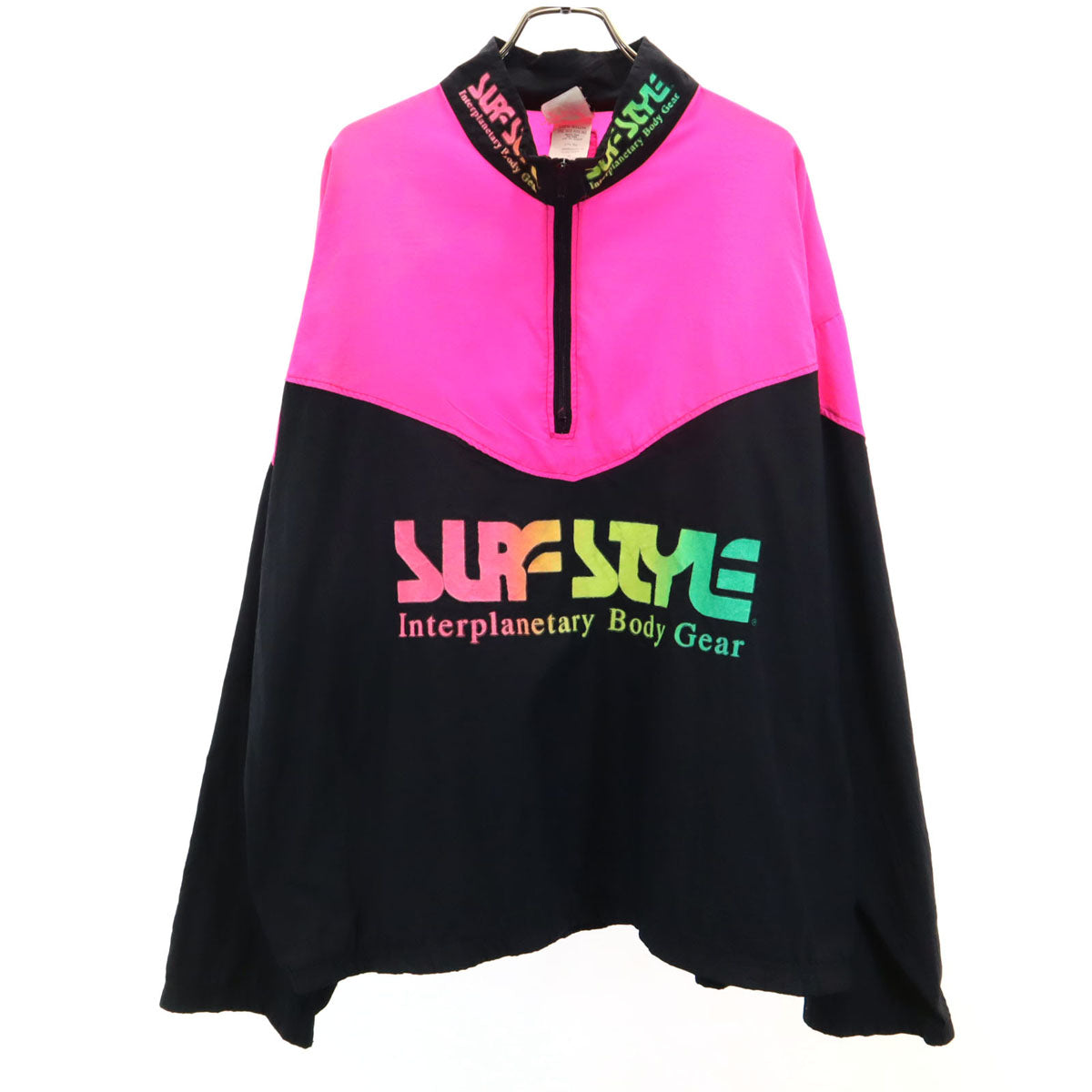 Surf STYLE 90s オールド ハーフジップ ナイロンジャケット ONE SIZE ブラック プルオーバー メンズ
