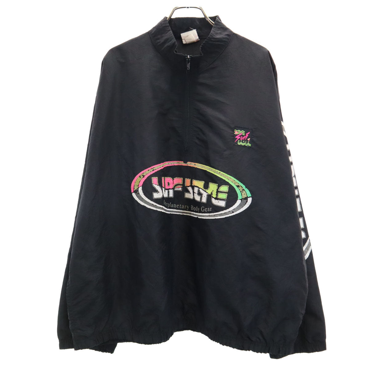Surf STYLE 90s オールド USA製 ハーフジップ ジャケット ONE SIZE ブラック プルオーバー メンズ