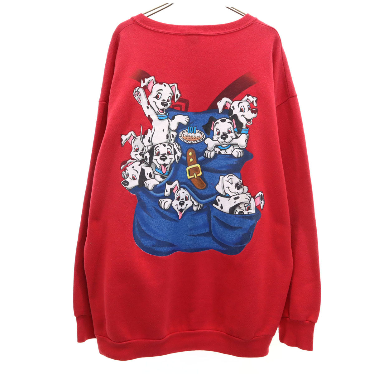 MICKEY.INC 90s USA製 オールド バック 101 Dalmatians プリント 長袖 スウェット XXL レッド ディズニー 裏起毛 ビッグサイズ メンズ