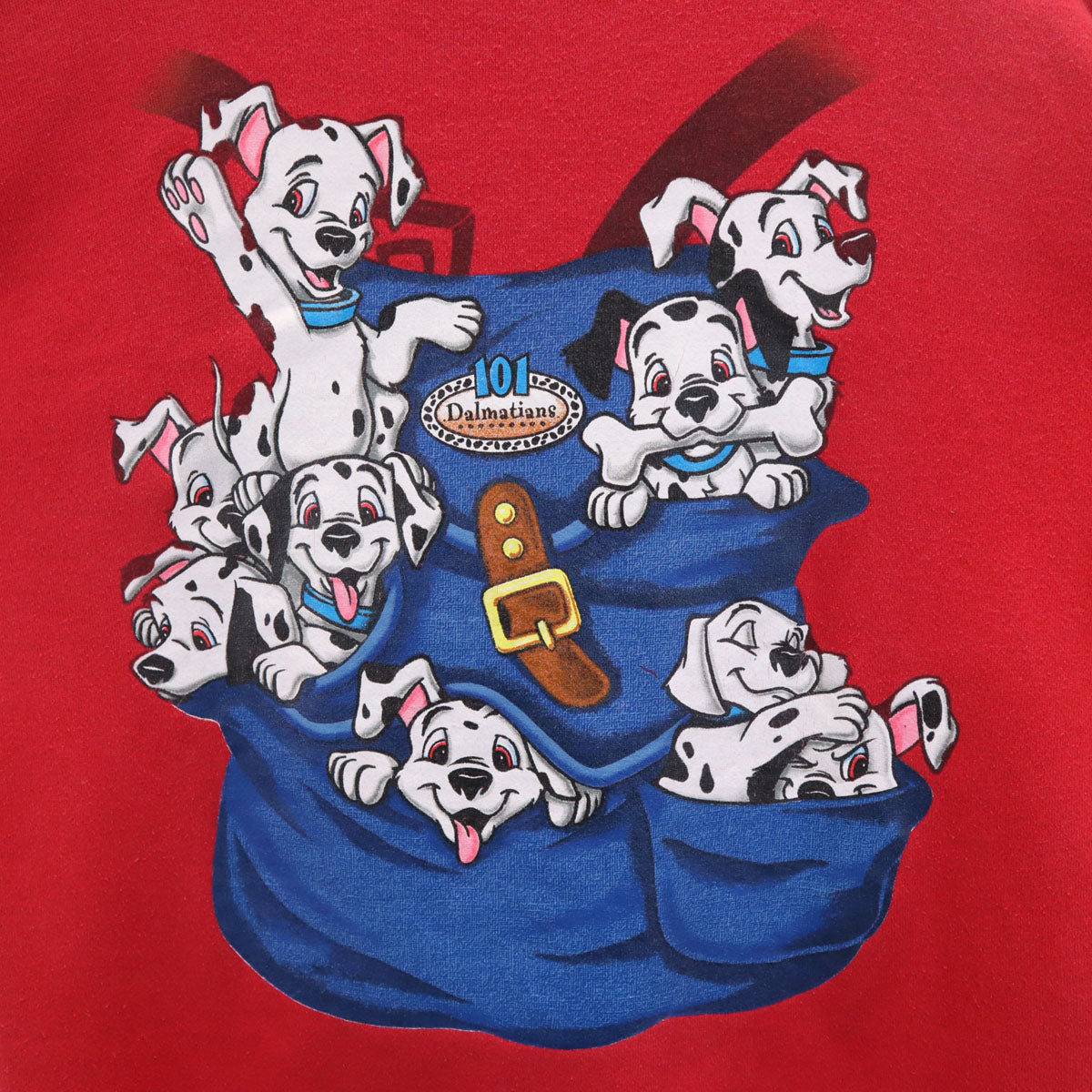 MICKEY.INC 90s USA製 オールド バック 101 Dalmatians プリント 長袖 スウェット XXL レッド ディズニー 裏起毛 ビッグサイズ メンズ