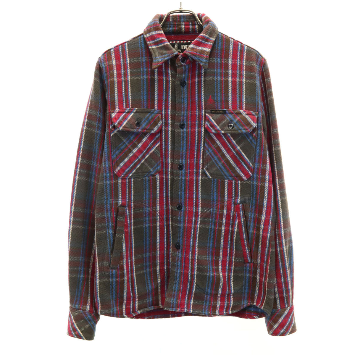 HYSTERIC GLAMOUR ヒステリックグラマー 日本製 チェック柄 長袖 ネルシャツ S ブラウン系 メンズ