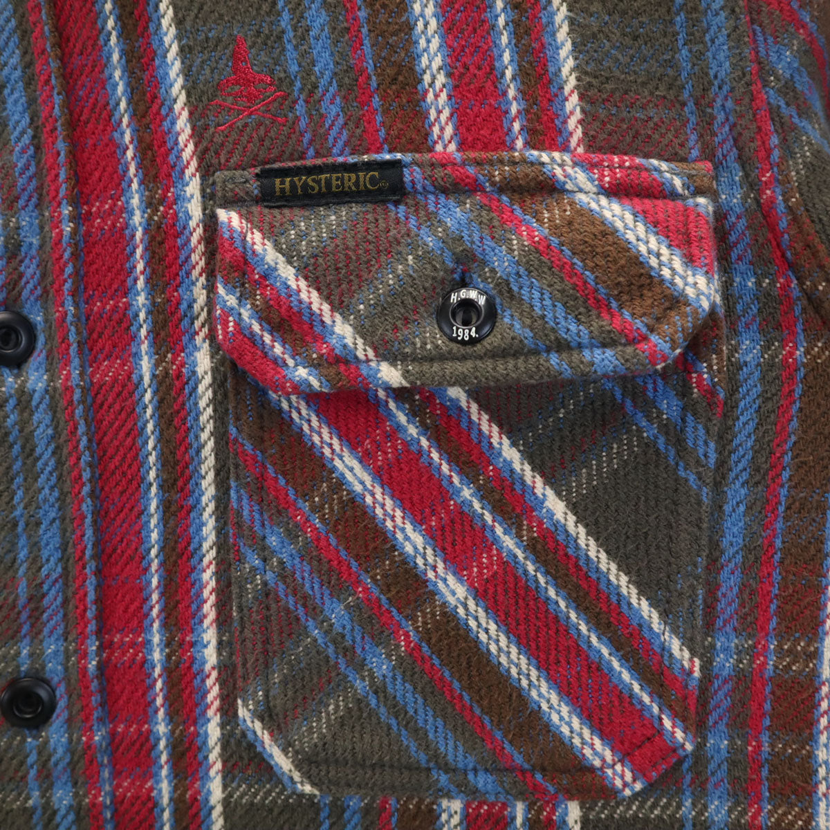 HYSTERIC GLAMOUR ヒステリックグラマー 日本製 チェック柄 長袖 ネルシャツ S ブラウン系 メンズ