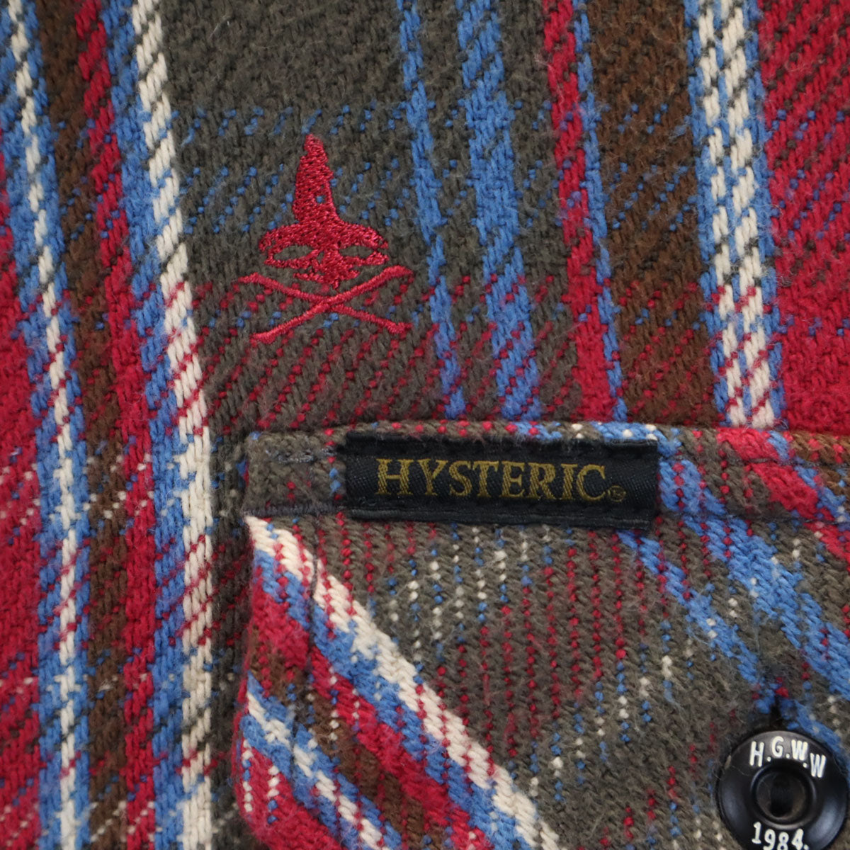 HYSTERIC GLAMOUR ヒステリックグラマー 日本製 チェック柄 長袖 ネルシャツ S ブラウン系 メンズ