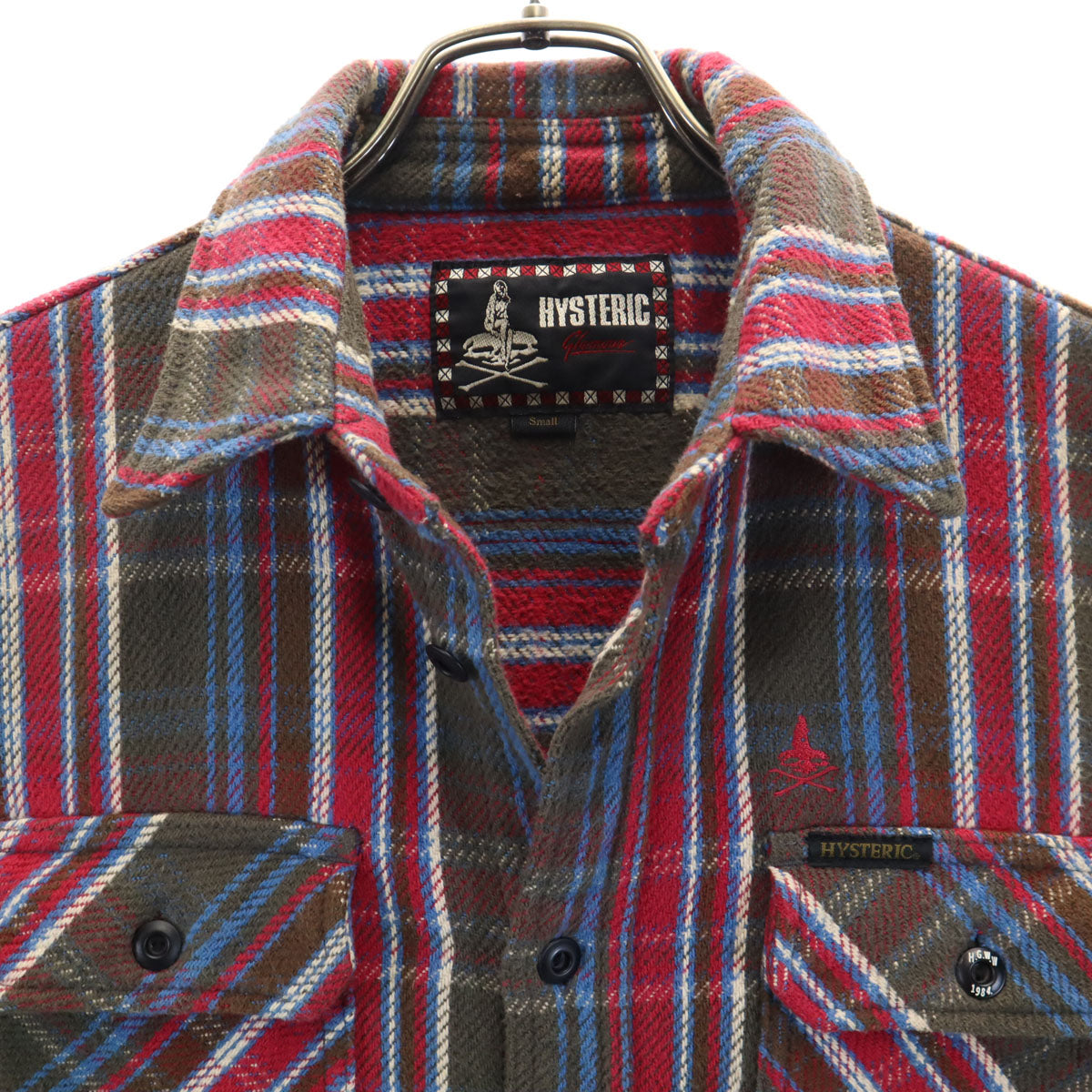 HYSTERIC GLAMOUR ヒステリックグラマー 日本製 チェック柄 長袖 ネルシャツ S ブラウン系 メンズ