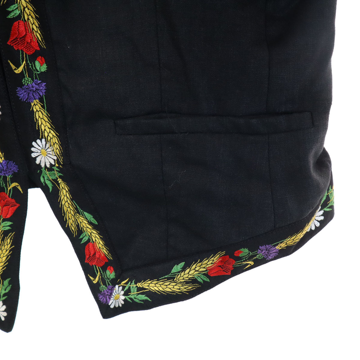 KENZO ケンゾー 90s 日本製 リネン オールド チロリアン ジャケット M 黒 レディース