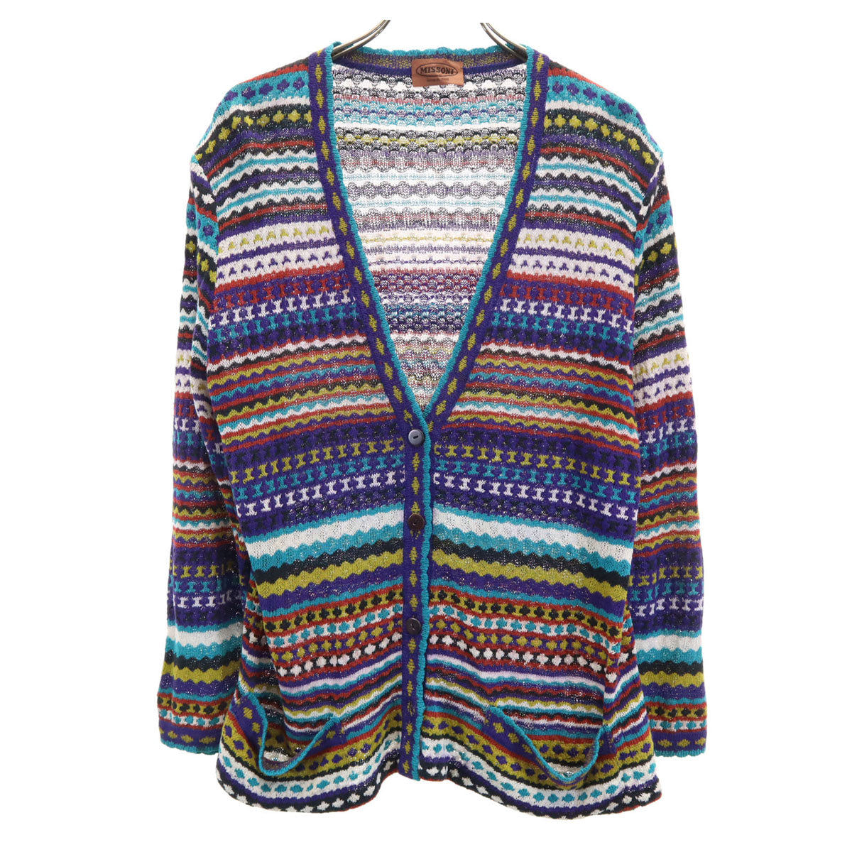 Missoni ミッソーニ イタリア製 リネンブレンド 総柄 長袖 カーディガン 31 レディース