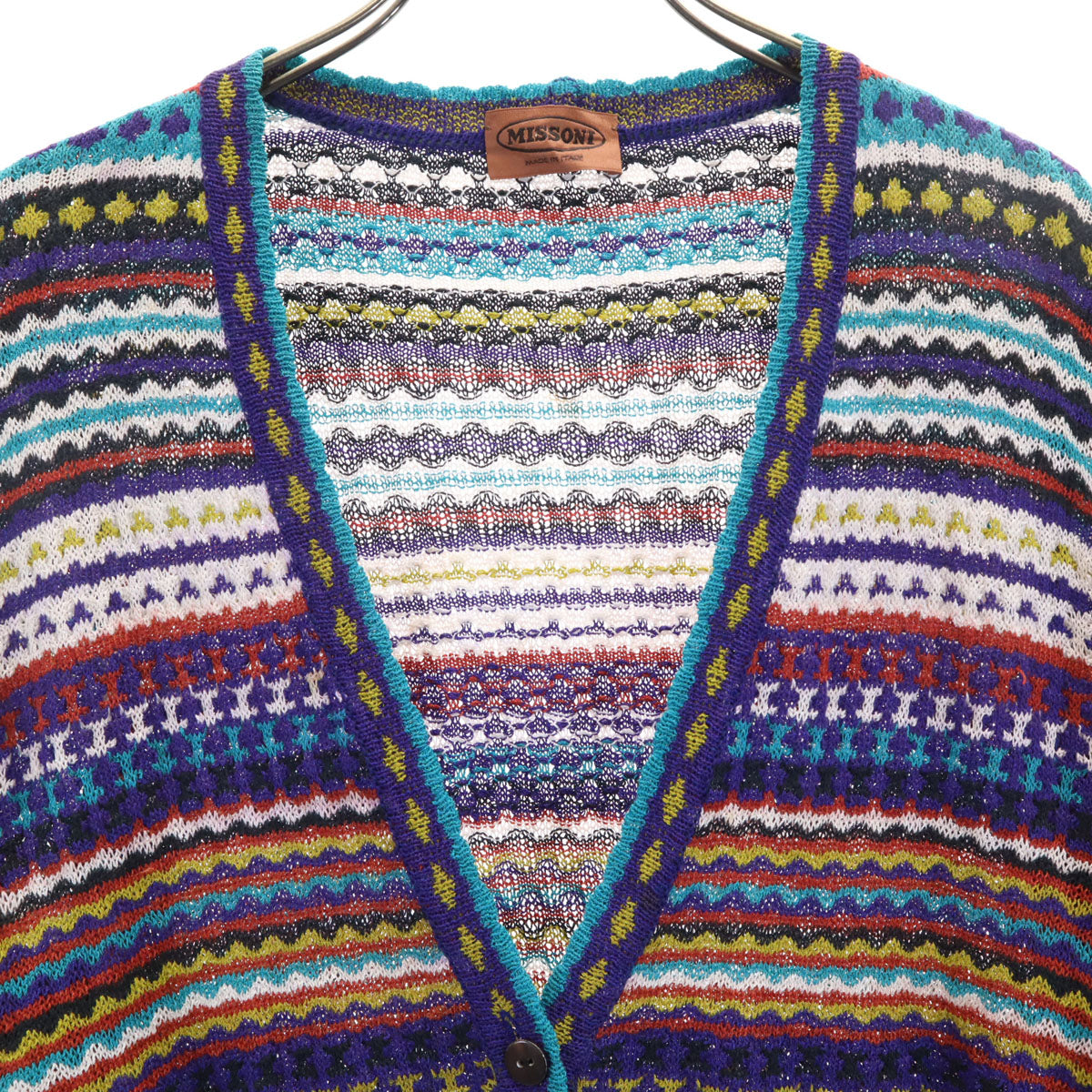 Missoni ミッソーニ イタリア製 リネンブレンド 総柄 長袖 カーディガン 31 レディース