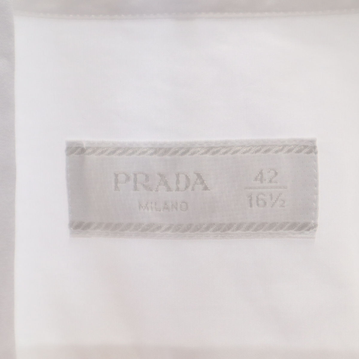 PRADA プラダ イタリア製 長袖 ダブルカラー付 コットンシャツ 42 白 2WAY メンズ