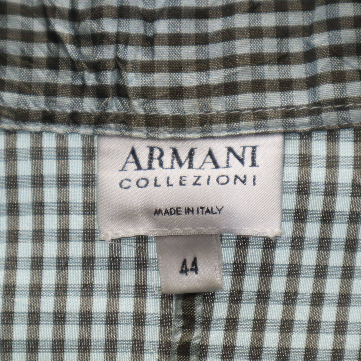 ARMANI COLLEZIONI アルマーニ コレツィオーニ イタリア製 チェック柄 長袖 シャツ 44 ブラウン系 メンズ