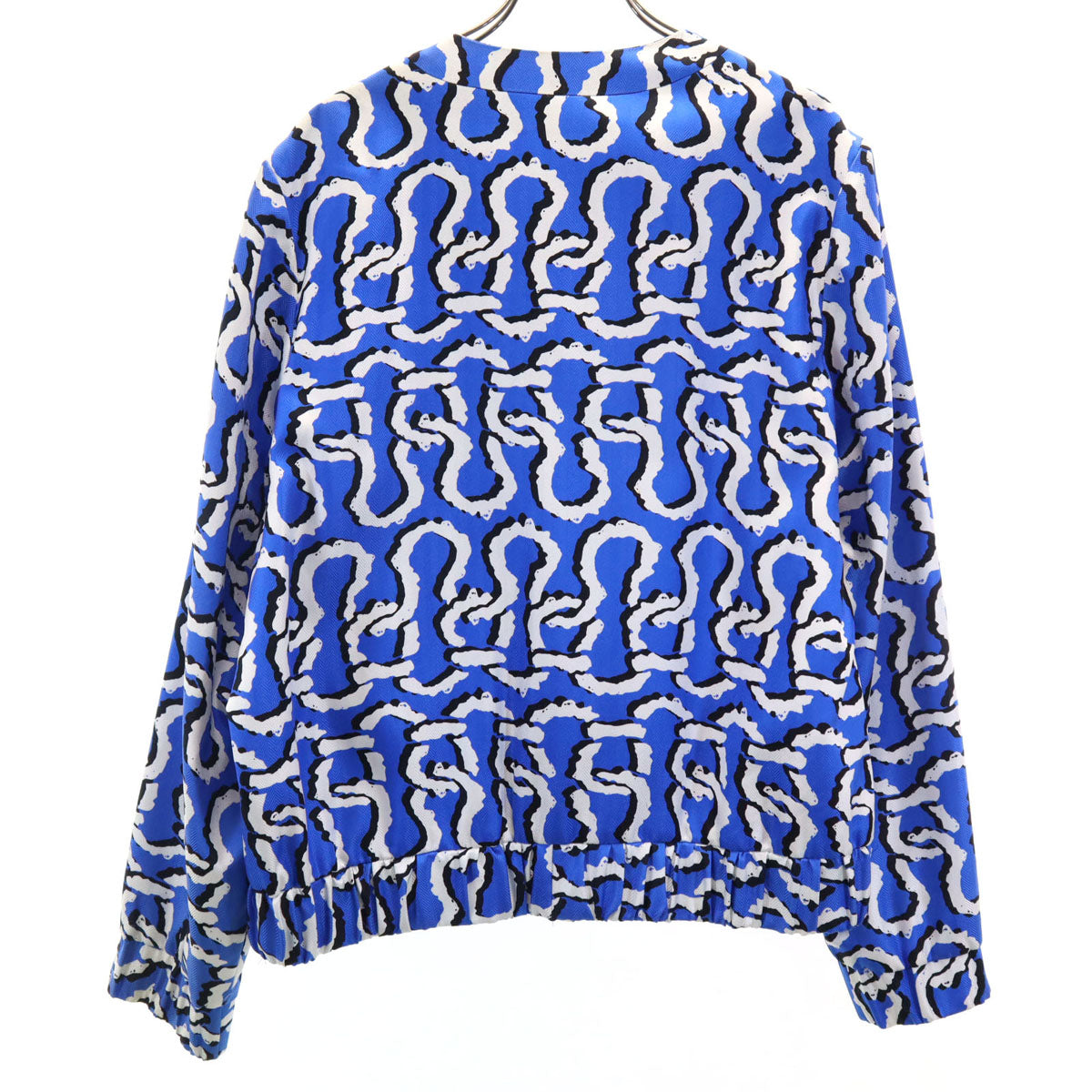 KENZO ケンゾー シルク100% 総柄 ノーカラージャケット 38 青系 レディース
