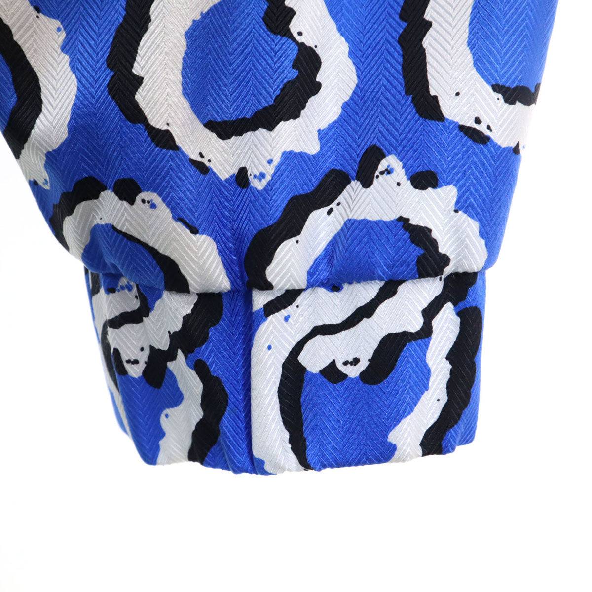 KENZO ケンゾー シルク100% 総柄 ノーカラージャケット 38 青系 レディース