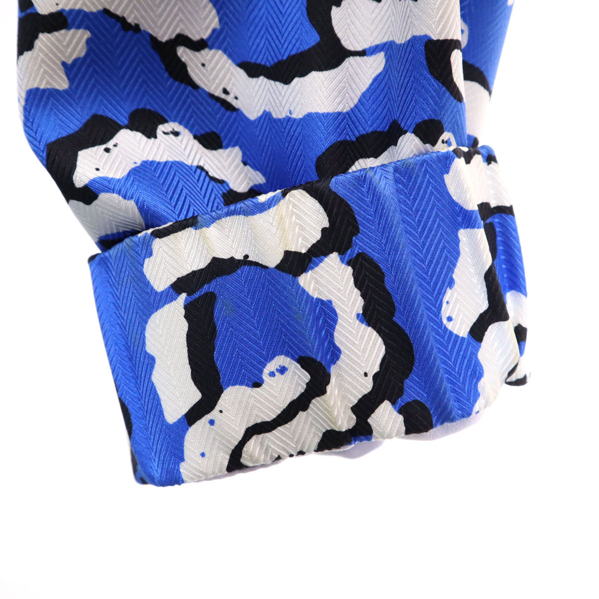 KENZO ケンゾー シルク100% 総柄 ノーカラージャケット 38 青系 レディース