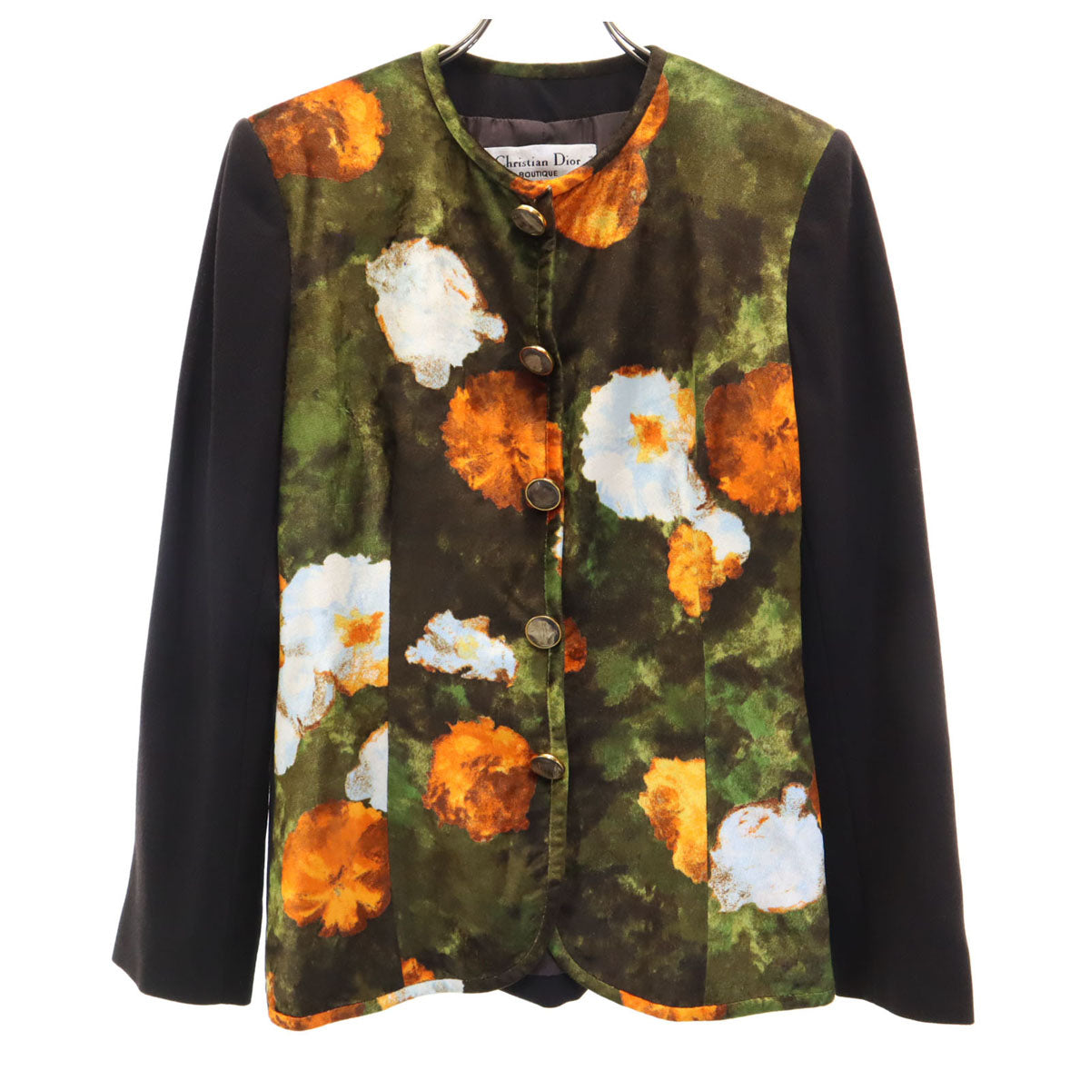 Christian Dior クリスチャンディオール 90s オールド ノーカラージャケット 38 ブラウン系 BOUTIQUE レディース