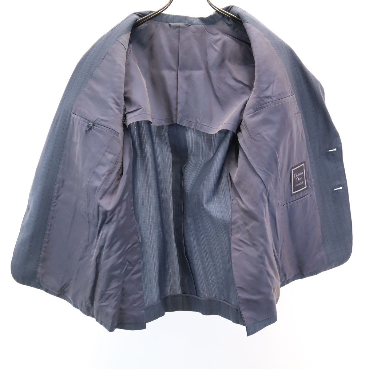 Christian Dior クリスチャンディオール 90s シルクブレンド オールド ストライプ柄 テーラードジャケット M グレー系 MONSIEUR メンズ