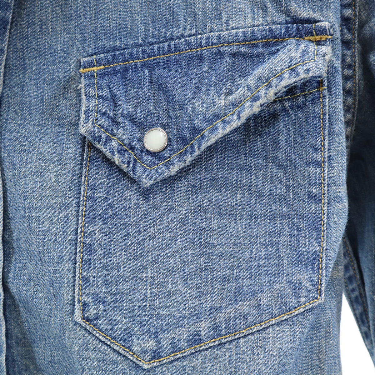 REMI RELIEF レミレリーフ 日本製 スタッズ 長袖 ダメージ加工 デニム ウエスタンシャツ S レディース