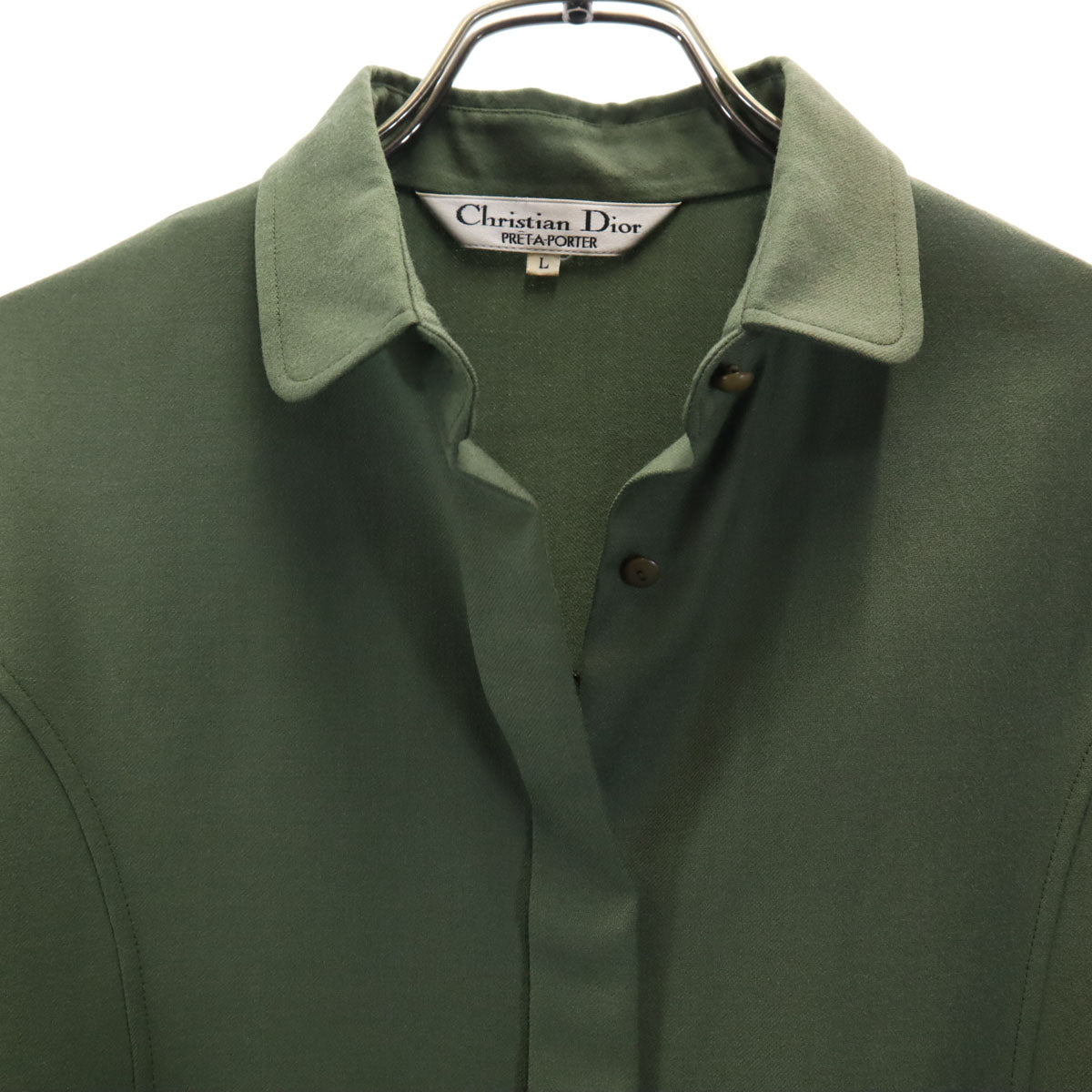 Christian Dior クリスチャンディオール 90s オールド 長袖 シャツ L カーキ レディース