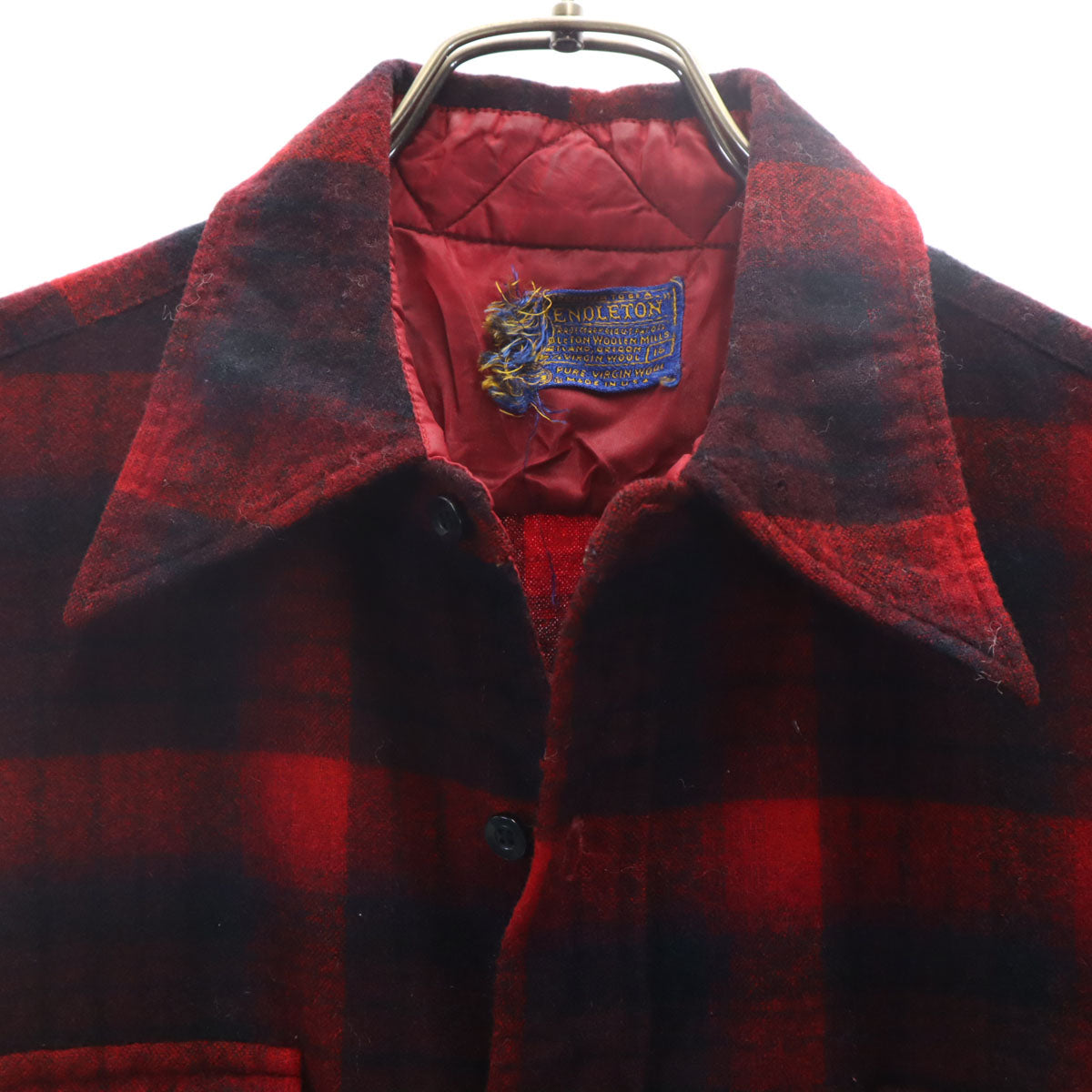PENDLETON ペンドルトン 70s USA製 ウール ヴィンテージ チェック柄 長袖 シャツ 16 赤系 メンズ