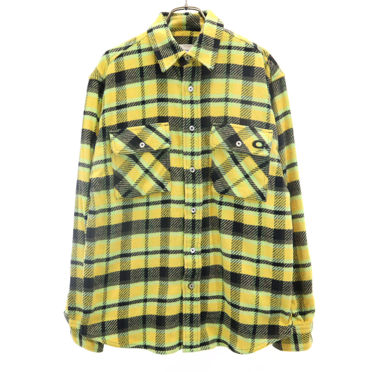 COACH コーチ チェック柄 長袖 シャツ XS イエロー系 メンズ