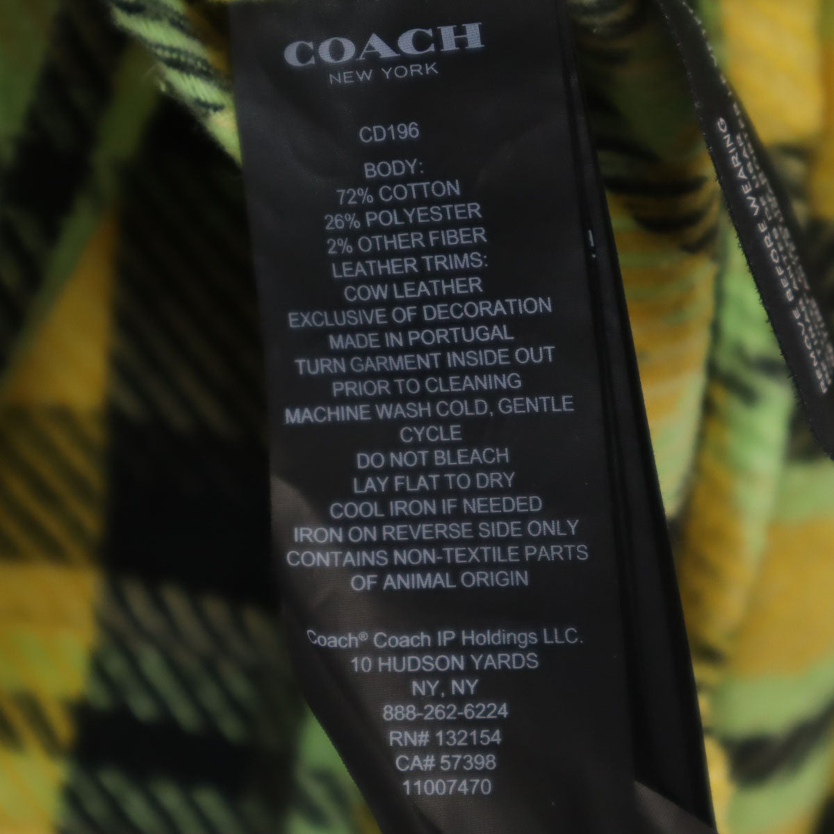 COACH コーチ チェック柄 長袖 シャツ XS イエロー系 メンズ