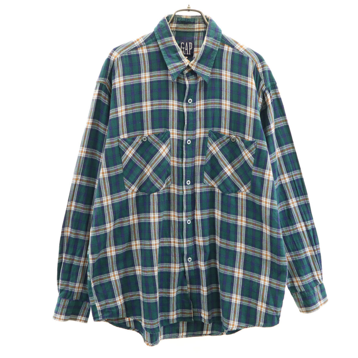 GAP ギャップ 90s オールド チェック柄 長袖 シャツ L グリーン系 メンズ