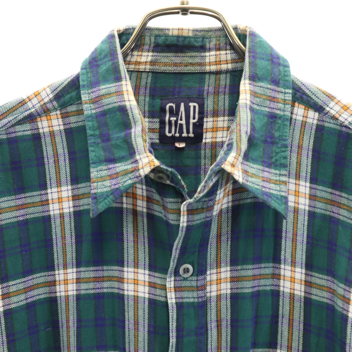 GAP ギャップ 90s オールド チェック柄 長袖 シャツ L グリーン系 メンズ