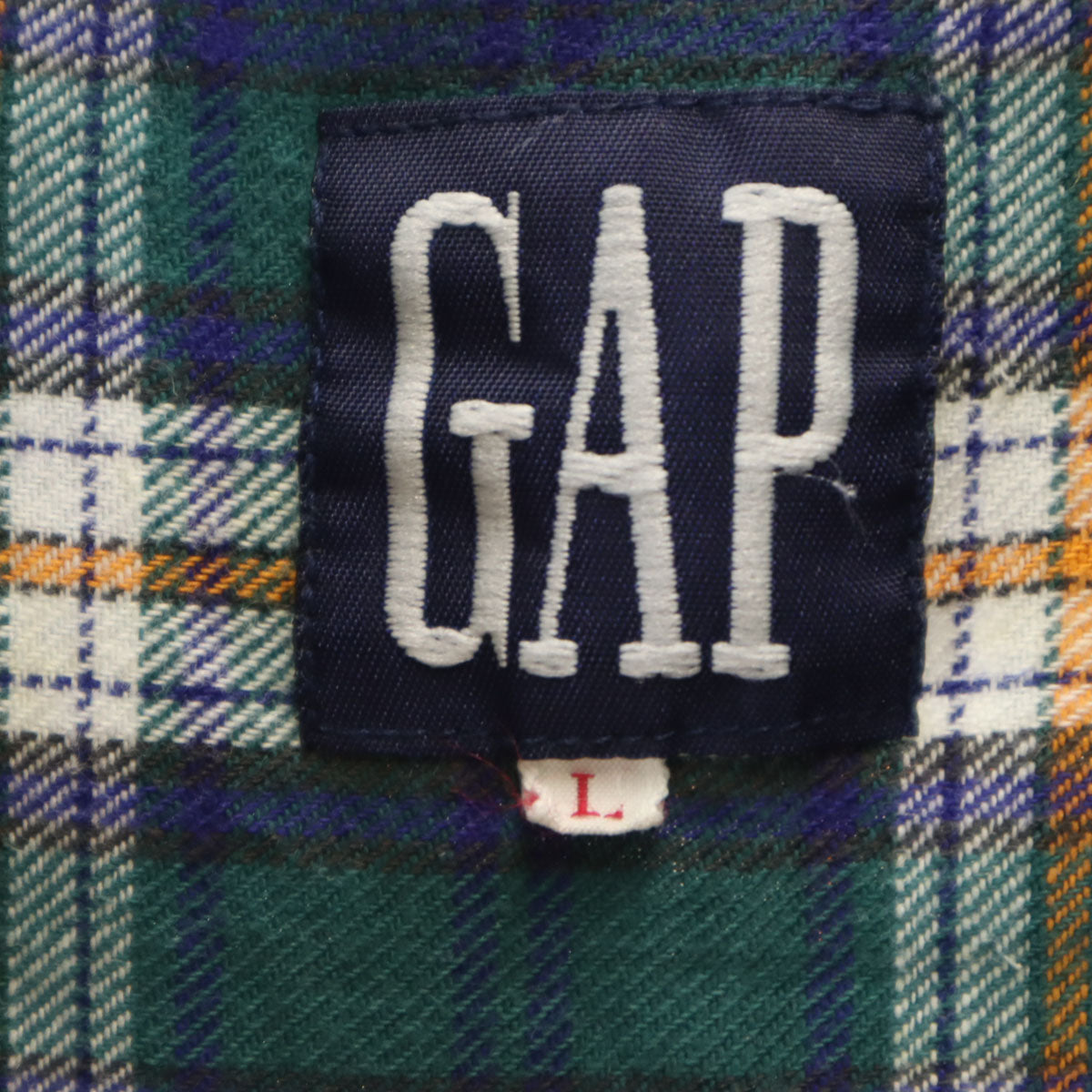 GAP ギャップ 90s オールド チェック柄 長袖 シャツ L グリーン系 メンズ