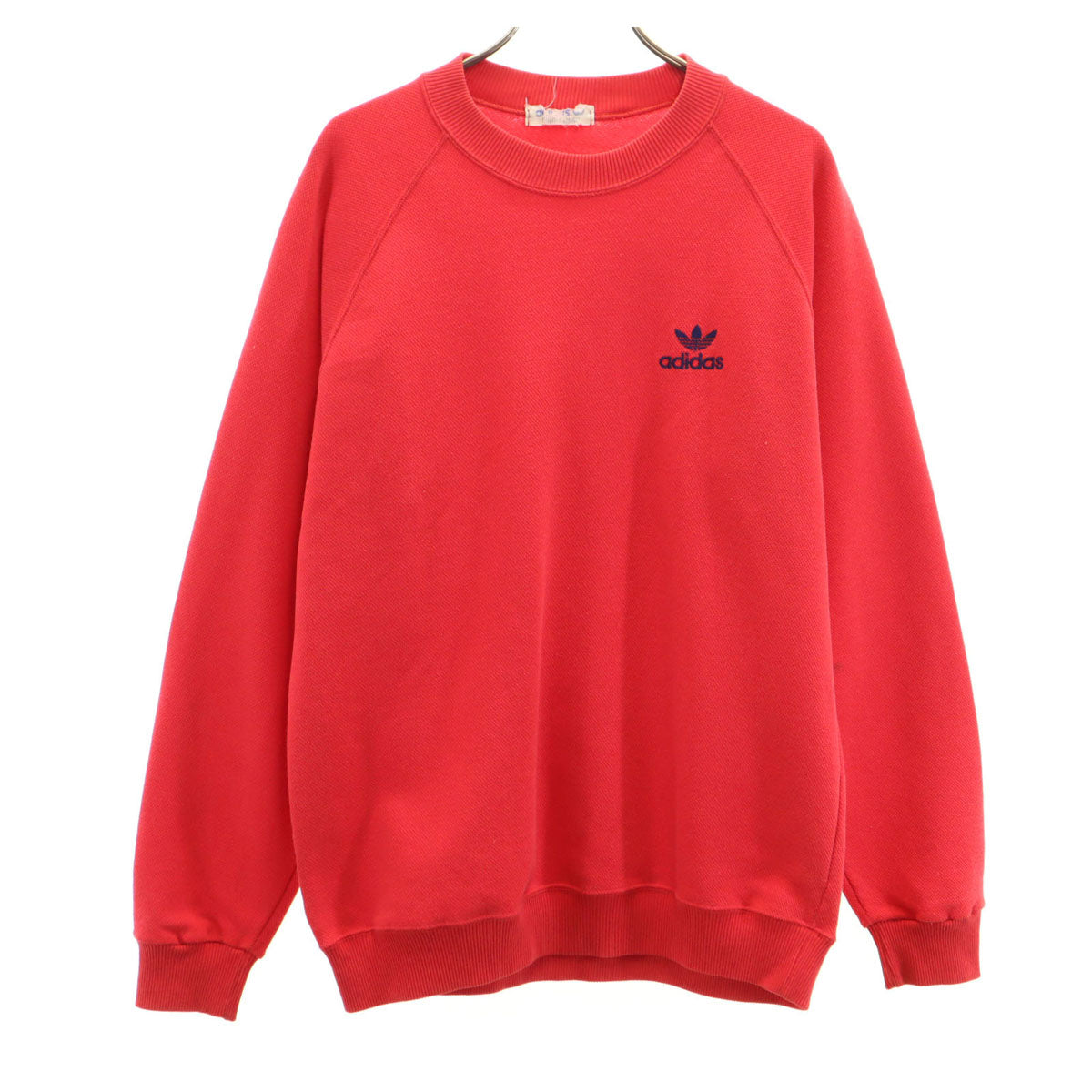 adidas アディダス 70s 80s ヴィンテージ トレフォイルロゴ刺繍 長袖 トレーナー l 赤 デサント メンズ
