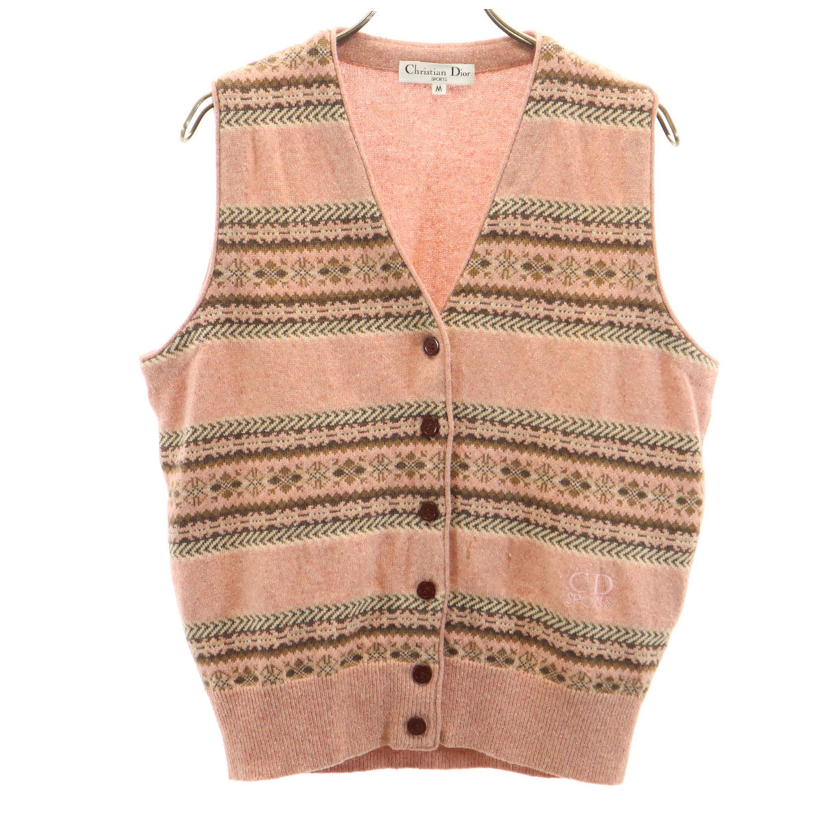 Christian Dior SPORTS クリスチャンディオール スポーツ 90s ウールブレンド オールド ニットベスト M ピンク レディース