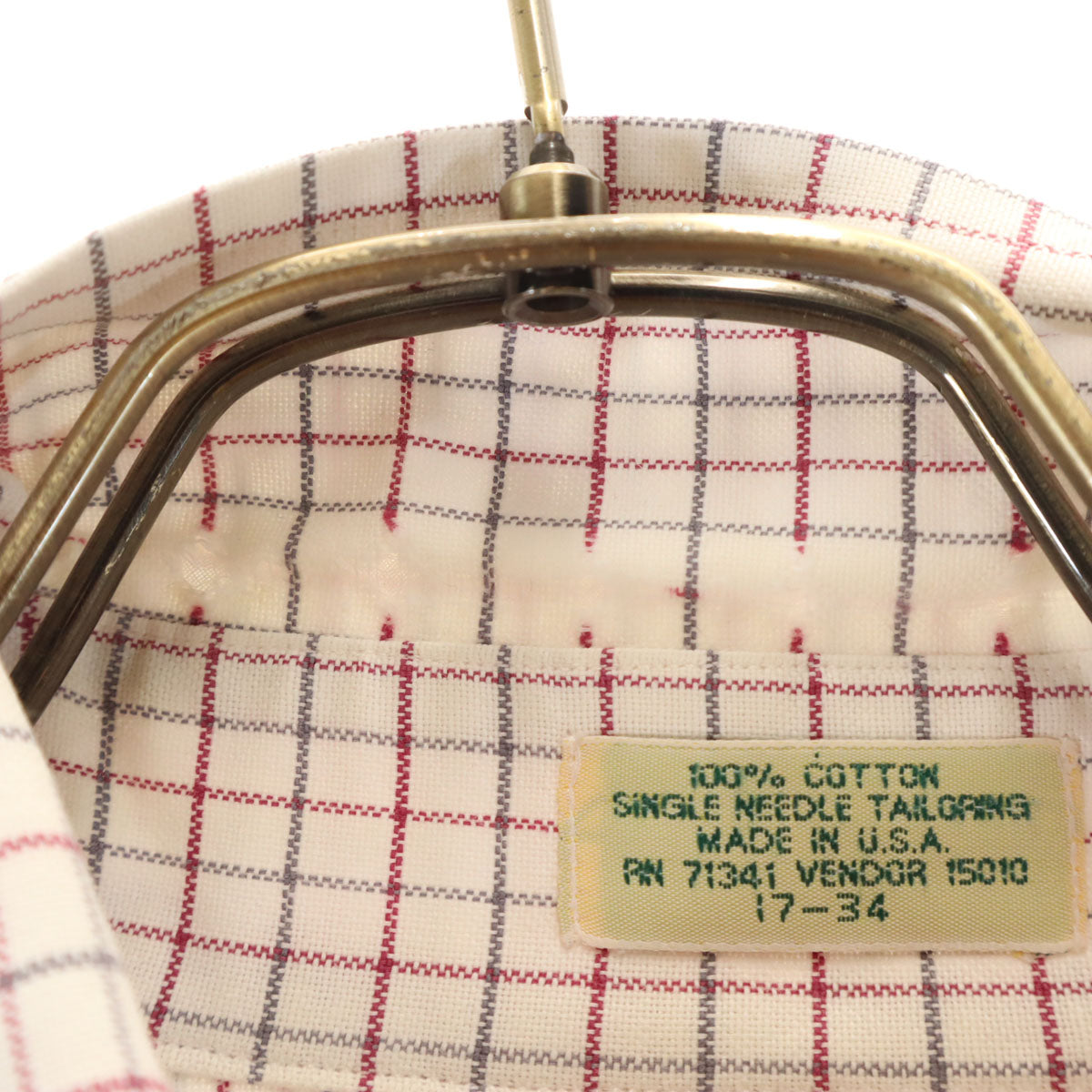 L.L.Bean エルエルビーン 80s USA製 ヴィンテージ チェック柄 長袖 ボタンダウンシャツ 17-34 ホワイト アウトドア メンズ