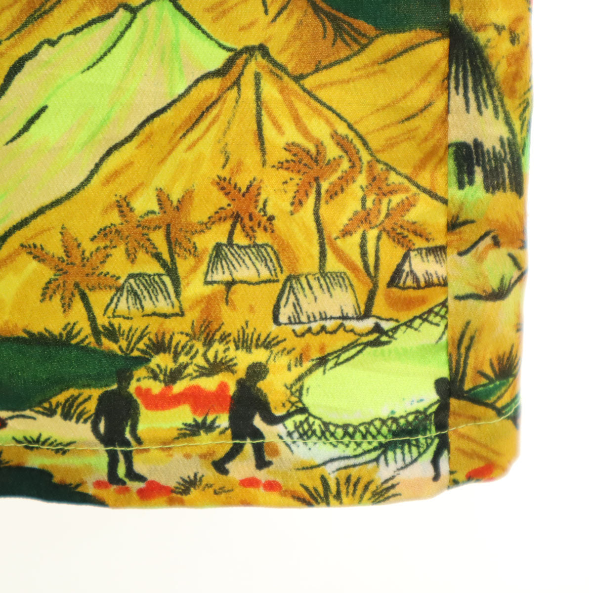 VanCoat 70s ヴィンテージ 総柄 半袖 アロハシャツ M 黄緑 メンズ