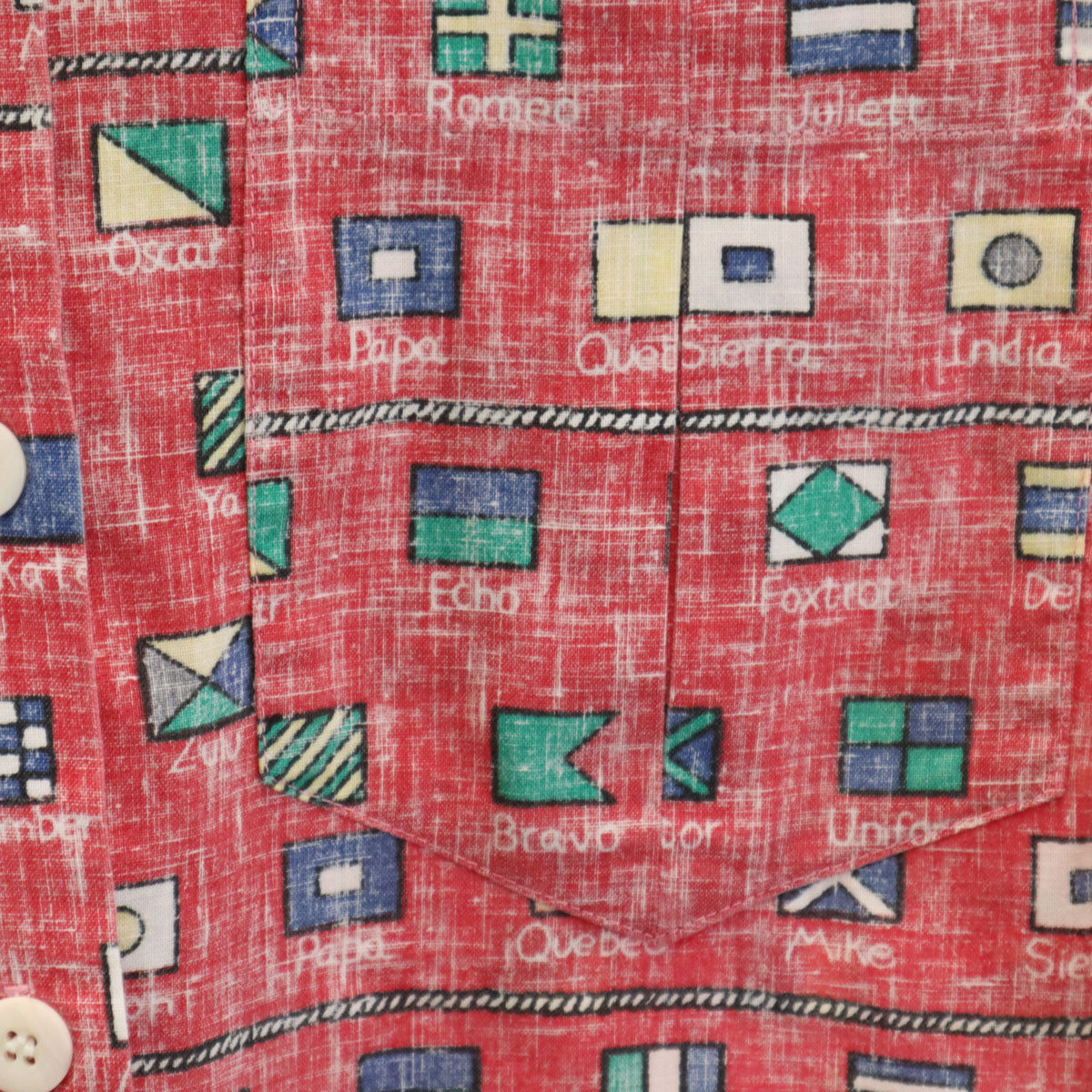 reyn spooner レインスプーナー 80s ヴィンテージ 金タグ リバースプリント 国旗柄 半袖 アロハシャツ S レッド レディース