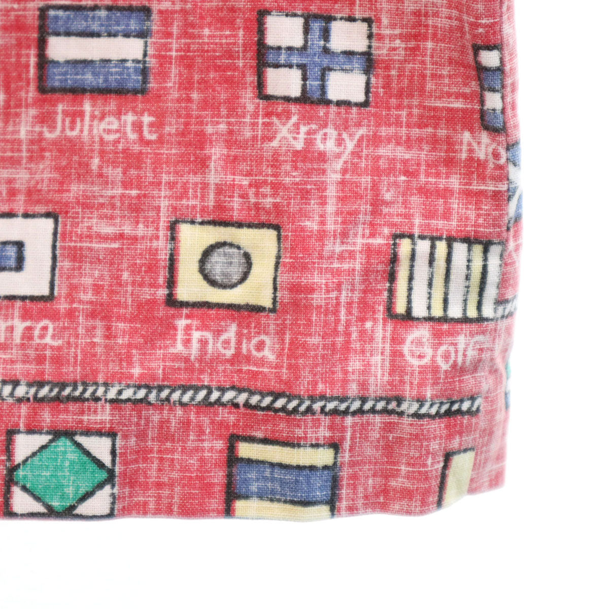 reyn spooner レインスプーナー 80s ヴィンテージ 金タグ リバースプリント 国旗柄 半袖 アロハシャツ S レッド レディース