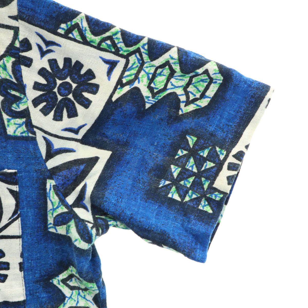 Sears シアーズ 70s ヴィンテージ 花柄 半袖 アロハシャツ M ブルー メンズ