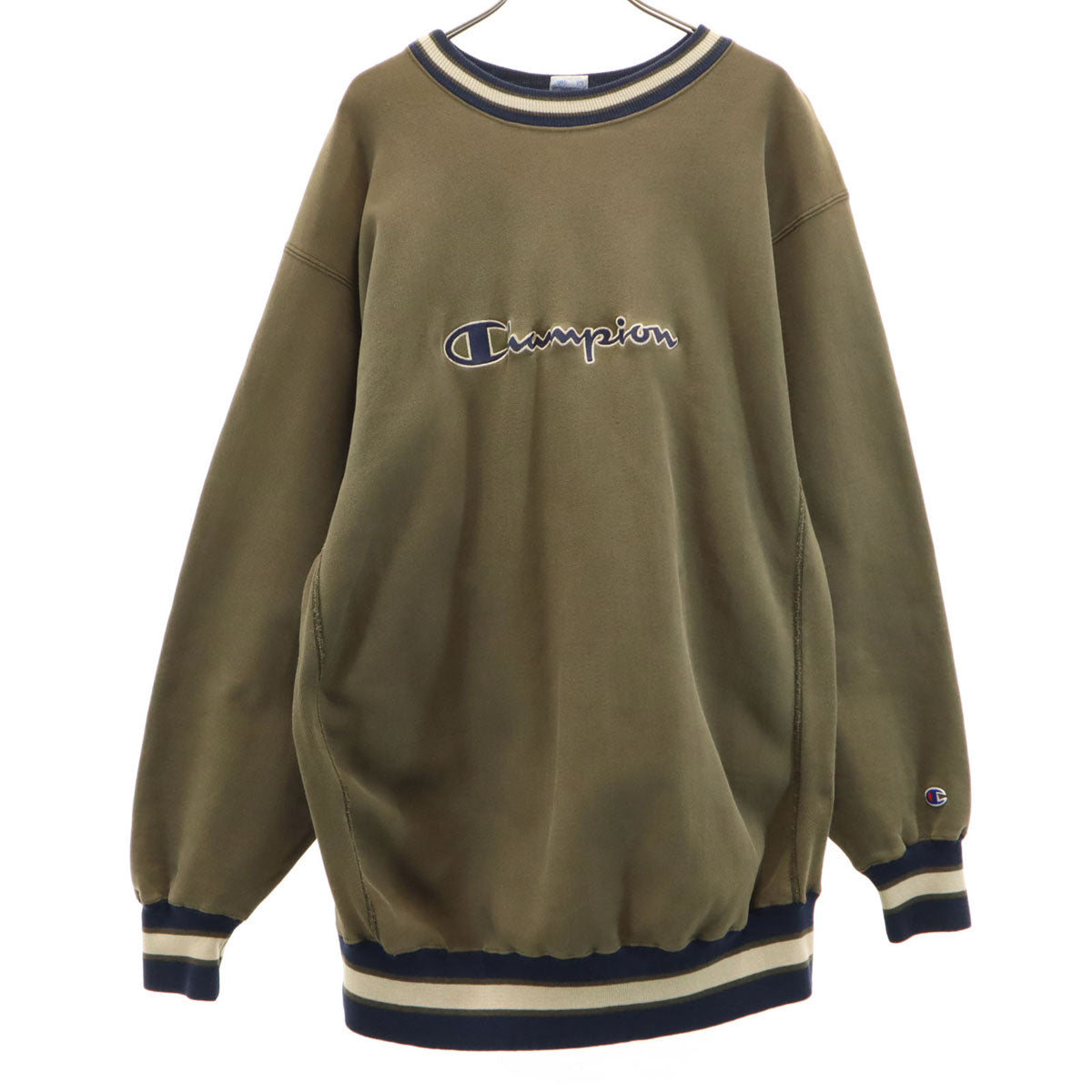 Champion チャンピオン 90s USA製 オールド 刺繍タグ 長袖 リバースウィーブ スウェット トレーナー XXXL オリーブ ビッグサイズ メンズ